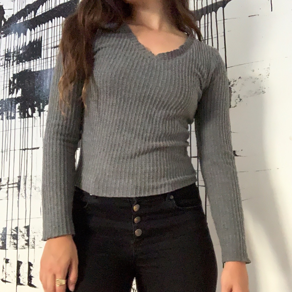 Bodycon Grey Ripped Long sleeve🙌🤩